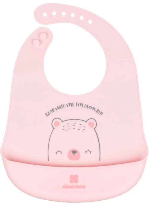Kikka Boo Σαλιάρα Σιλικόνης Με Τσέπη  Bear With Me Pink 31303030042