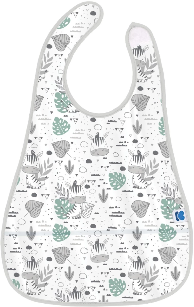 Kikka Boo Πλαστική Σαλιάρα Mε Θήκη Savanna Pattern 4Μ+ Grey 31303030041