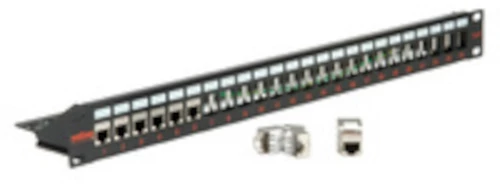 PATCHPANEL MODULE FRAME CAT.5/6/6A 1U 24PORTS SHIELDED BLACK