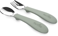 Nuvita Σετ κουτάλι και πιρούνι με λαβή σιλικόνης 12m+ 8472 Sage Green NU-PPPL0403