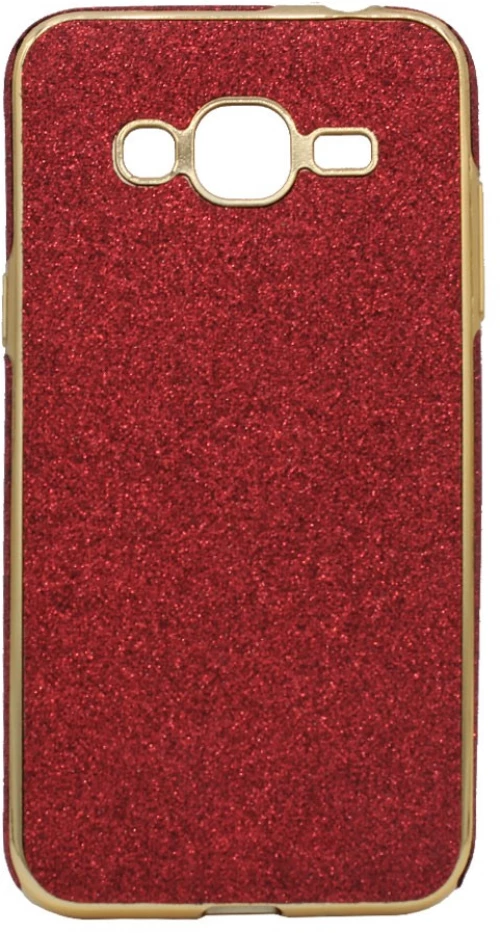 Θήκη σιλικόνης με εξωτερικό Glitter για Samsung J3 2016 - κόκκινο