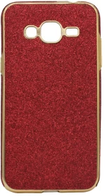 Θήκη σιλικόνης με εξωτερικό Glitter για Samsung J3 2016 - κόκκινο