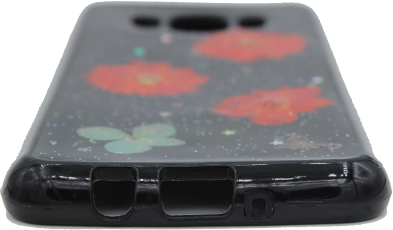 Θήκη TPU σιλικόνης με σχέδιο Λουλούδια για Samsung J5 2016 - μαύρο