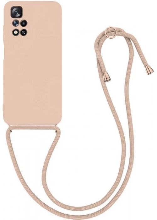 Θήκη Σιλικόνης Crossbody για Xiaomi Redmi 10 - Σομόν