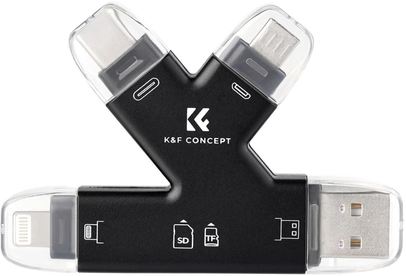 K&F Concept 4 in 1 SD & MicroSD Card Reader, for iPhone/iPad/Android/Mac/Computer/Camera (KF42.0006)