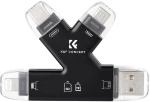 K&F Concept 4 in 1 SD & MicroSD Card Reader, for iPhone/iPad/Android/Mac/Computer/Camera (KF42.0006)