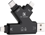 K&F Concept 4 in 1 SD & MicroSD Card Reader, for iPhone/iPad/Android/Mac/Computer/Camera (KF42.0006)
