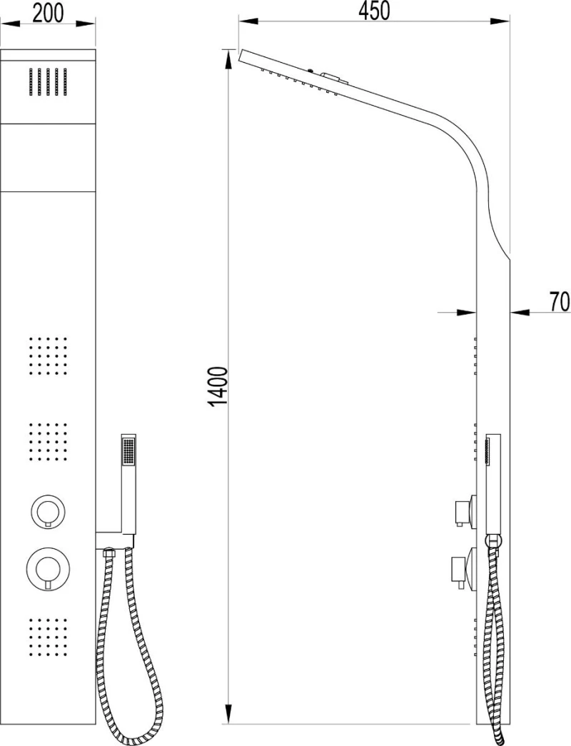 Piccadilly Στήλη Υδρομασάζ Clai10 140x20