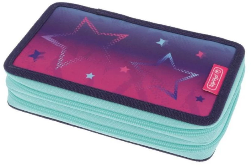 Κασετίνα Γεμάτη με 2 Θήκες Herlitz Pink Star 5x11.5x19cm Πολύχρωμη 50043354