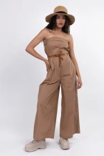 Ολόσωμη φόρμα στράπλες camel