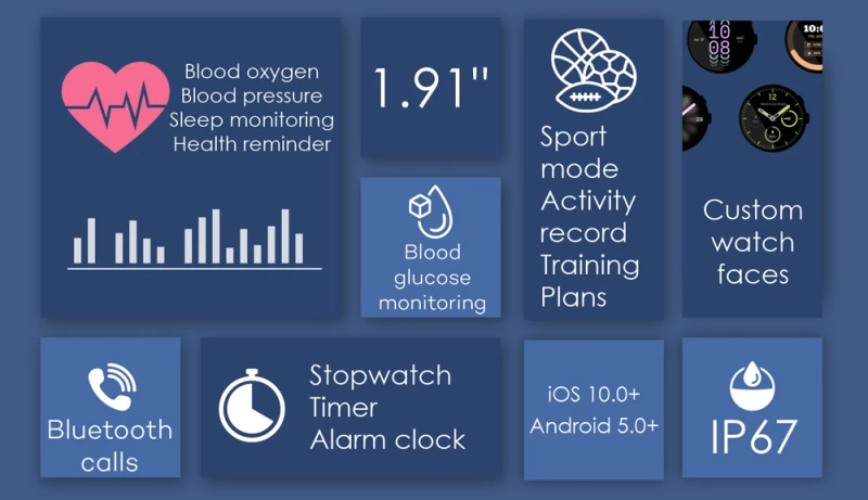ΙΝΤΙΜΕ smartwatch 8 Ultra, 1.91", IP67, heart rate, ηχείο & mic, μαύρο
