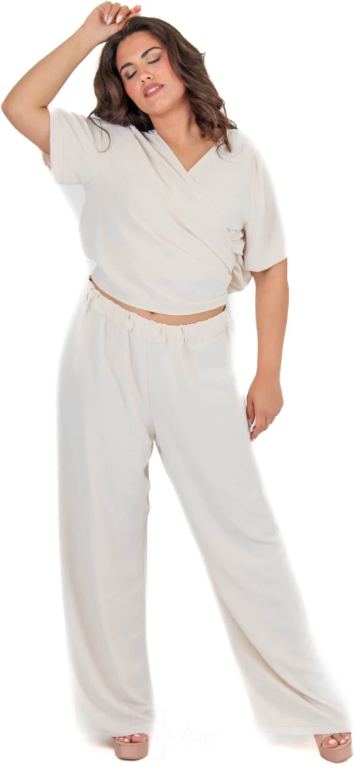 Crop Top Κρουαζέ Δέσιμο - MP883.ECRU