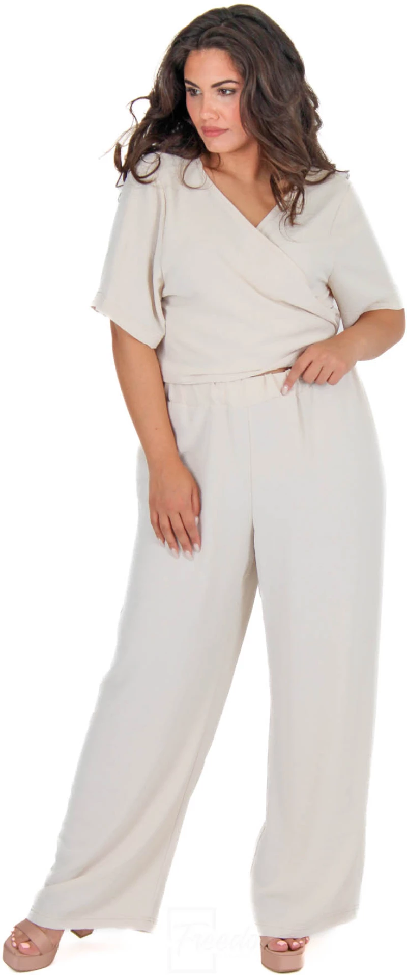 Crop Top Κρουαζέ Δέσιμο - MP883.ECRU