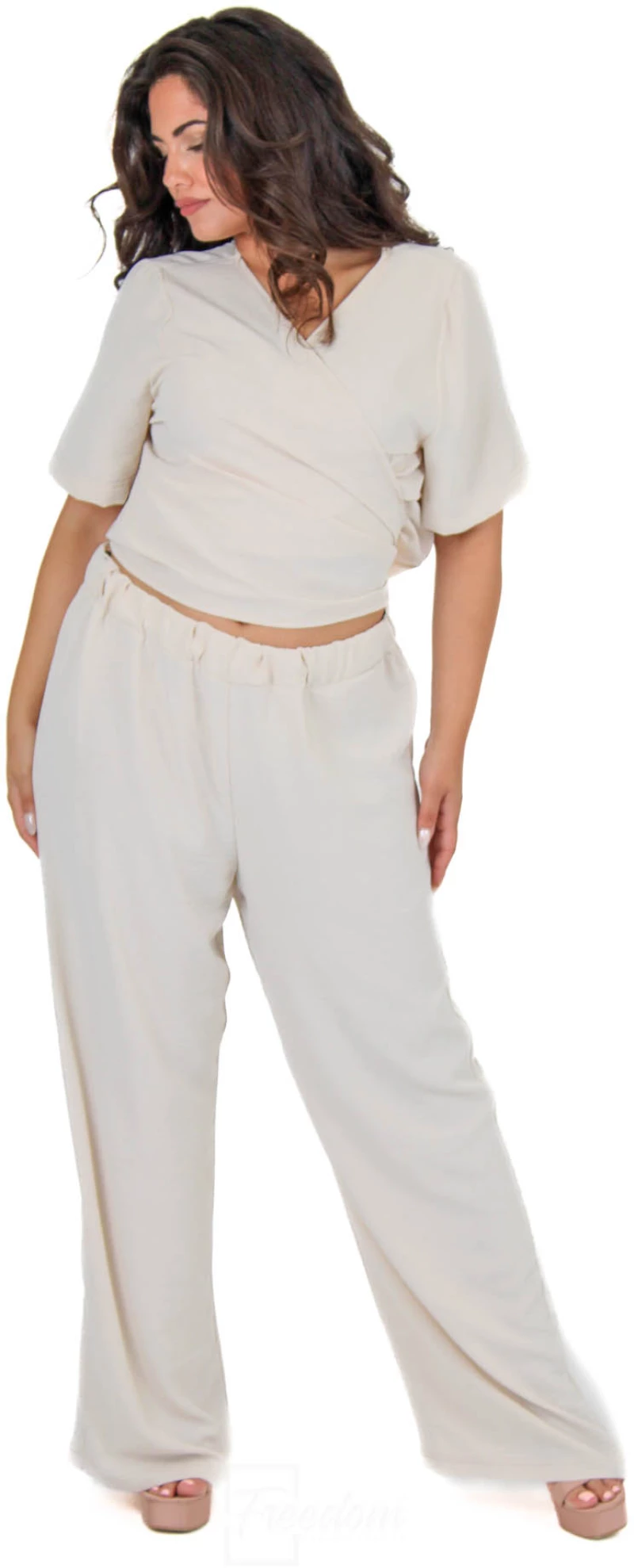 Crop Top Κρουαζέ Δέσιμο - MP883.ECRU