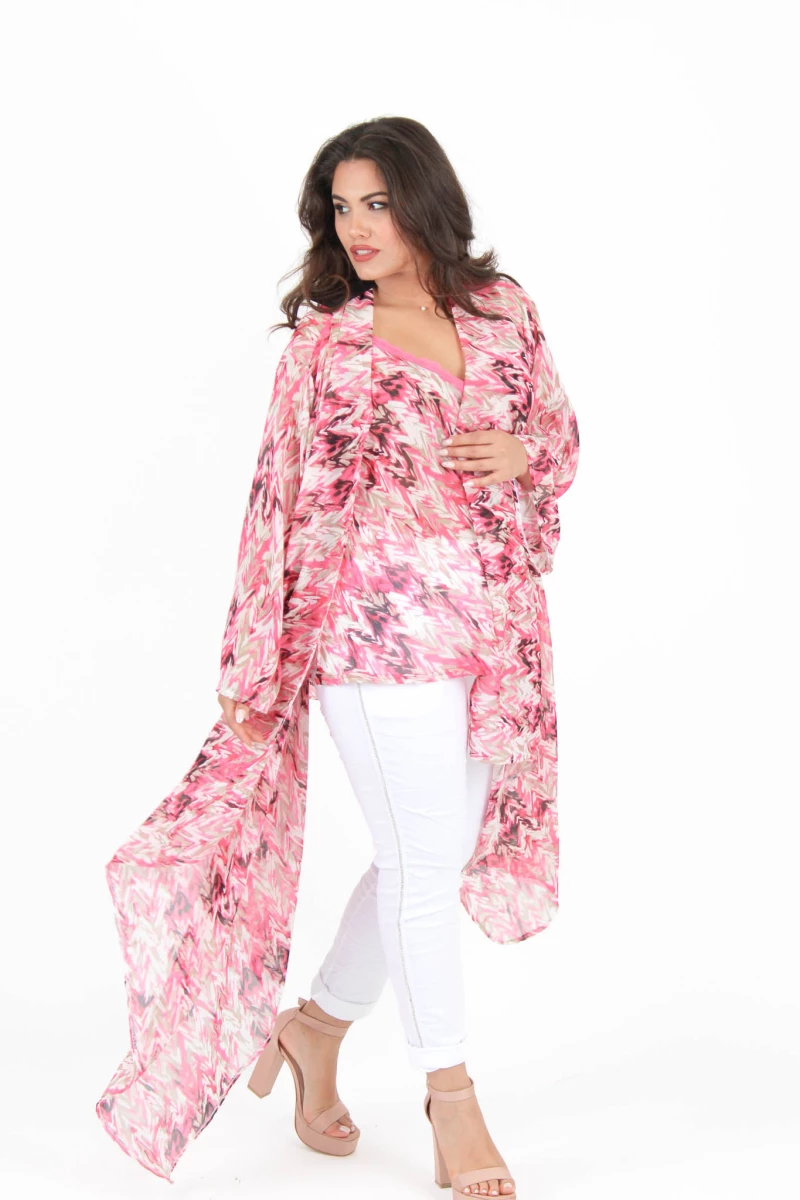 Top Lingerie Ζορζέτα Εμπριμέ -LIN178. FUCHSIA