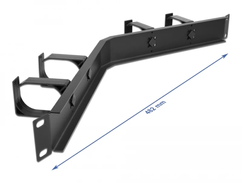 Delock Cable Management 66667, Rack 19"/1U, 4X Γάντζοι, Γωνιακό, Μαύρο