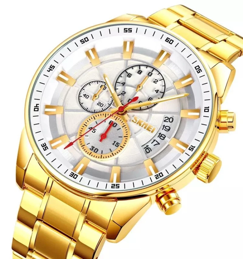SK9285 Ανδρικό Ρολόι Skmei Μπρασελέ Gold White