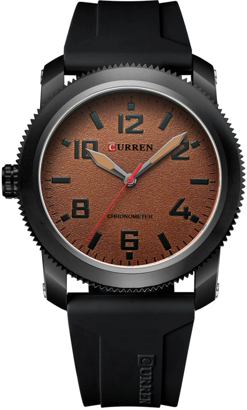 Curren 8454 Brown Ρολόι με Καφέ Καντράν και Καουτσούκ Λουράκι