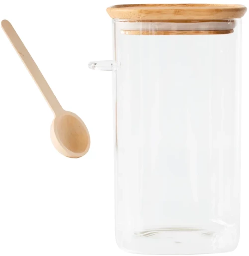 Γυάλινο Βάζο Αποθήκευσης με Καπάκι από Bamboo και Δοσομετρητή 1400ml