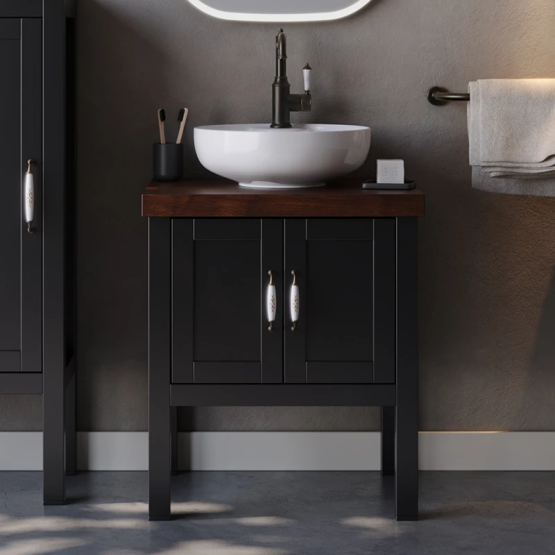 Πάγκος LONDON Μαύρο MDF 18mm Λάκα 65 3SLON065BLM 65x50x72cm