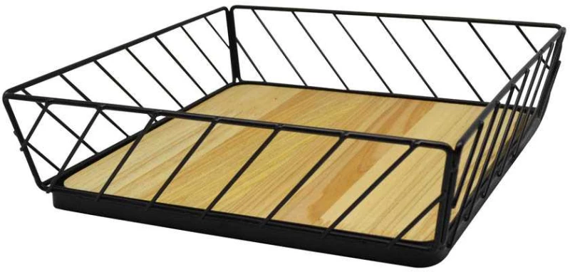 ΦΡΟΥΤΙΕΡΑ ΜΕΤΑΛΛΙΚΗ ΜΑΥΡΗ ΜΕ ΞΥΛΟ 28x28x7,6εκ. ANKOR