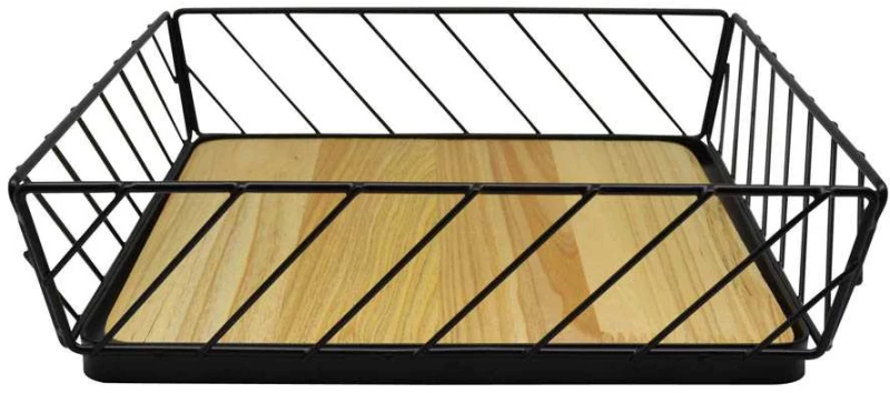 ΦΡΟΥΤΙΕΡΑ ΜΕΤΑΛΛΙΚΗ ΜΑΥΡΗ ΜΕ ΞΥΛΟ 28x28x7,6εκ. ANKOR
