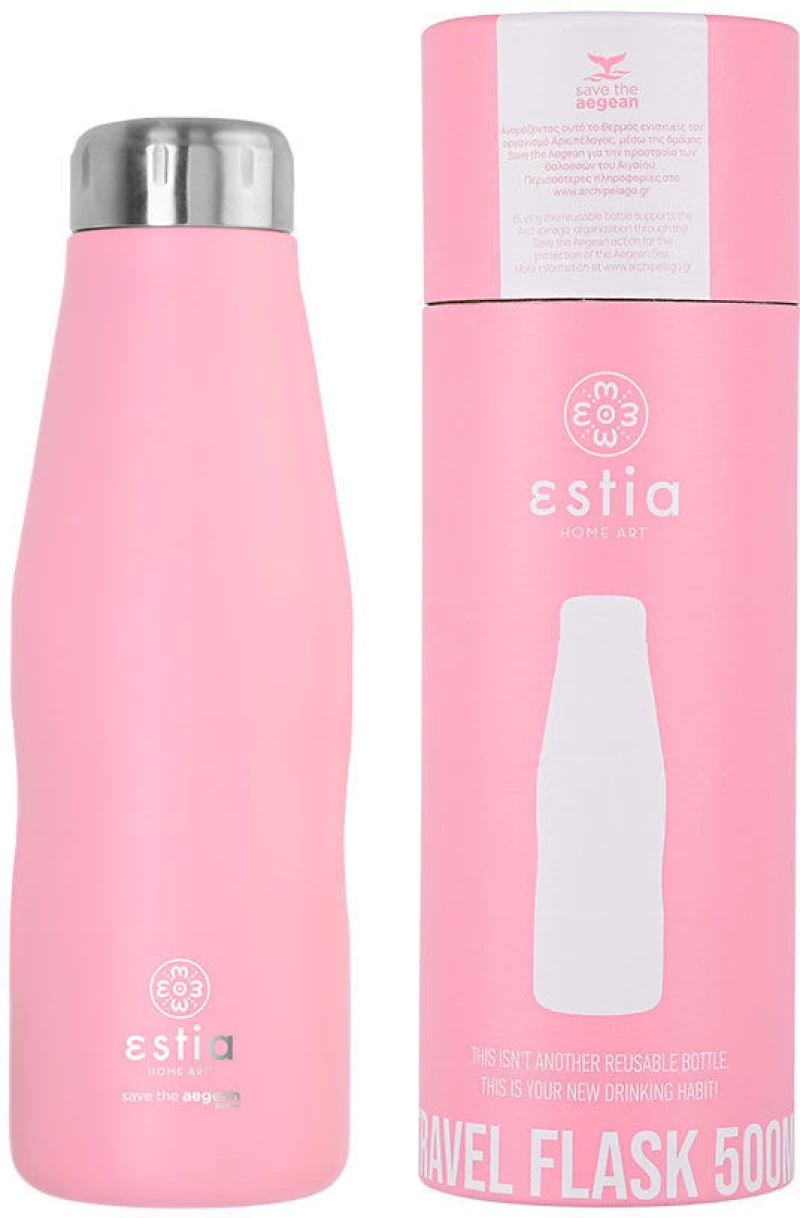 ESTIA ΘΕΡΜΟΣ TRAVEL FLASK SAVE THE AEGEAN 500ml BLOSSOM ROSE