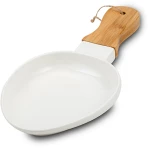 Πιατέλα "Terrestrial" πορσελάνινη με χερούλι από ξύλο bamboo 32cm