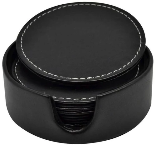 Σουβέρ Με Βάση Σετ 6Τμχ 802791 10cm Black Ankor Τεχνόδερμα