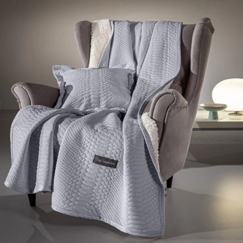 Ριχτάρι Capsule Σετ Με Διακοσμητική Μαξιλαροθήκη Silver Guy Laroche Πολυθρόνα 130x170cm Microfiber