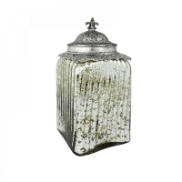 Βάζο Αποθήκευσης GW00074608 11x11x24cm Multi Oriana Ferelli® Μέταλλο,Γυαλί