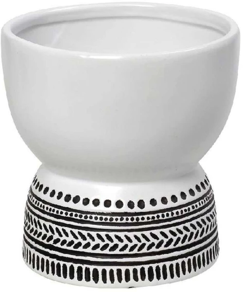 Διακοσμητικό Μπωλ Tribal CER2304 20,5x20,5x20cm White-Black Espiel Κεραμικό