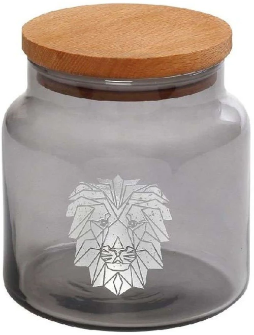 Βάζο Αποθήκευσης Με Καπάκι Jungle Lion RAB621 635ml Φ10x11cm Silver Espiel Γυαλί