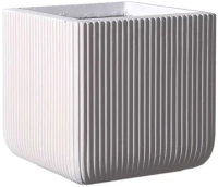 Κασπώ Πήλινο Τετράγωνο Stripe XL D-0050-8 44x44x38cm White Supergreens Πηλός