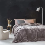Κουβέρτα Βελουτέ Coperta Cigar Beige Nima Υπέρδιπλο 220x240cm Πολυέστερ
