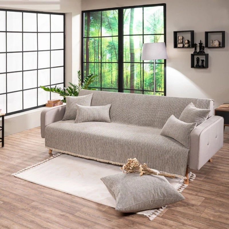 Ριχτάρι Minessota 01 Ecru Teoran Διθέσιο 180x250cm Ακρυλ,Βαμβ,Polyest