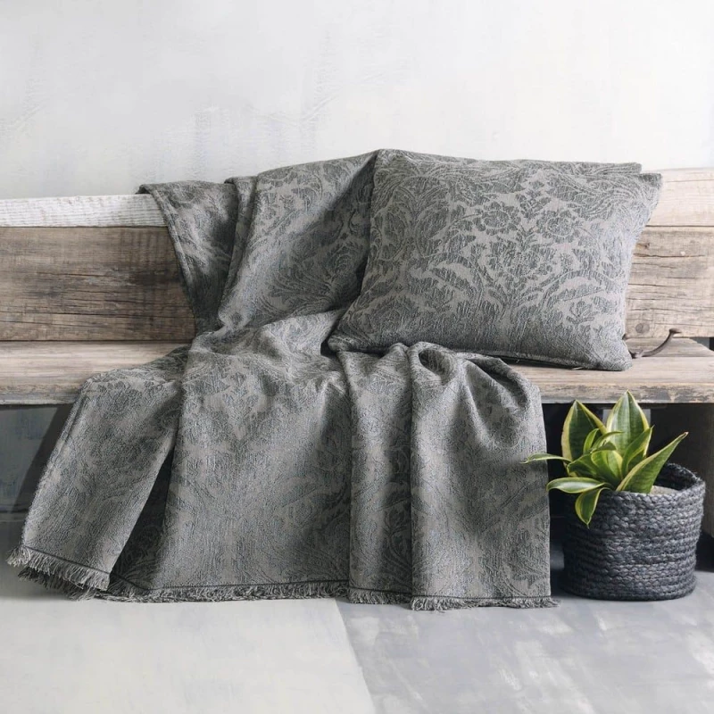 Ριχτάρι Vilano Dark Grey Ρυθμός Τετραθέσιο 180x330cm Chenille,Βαμβάκι,Pol