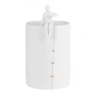 Βάζo Πορσελάνινο Gardener RD0014404 10x18cm White-Gold Raeder Πορσελάνη,Γυαλί