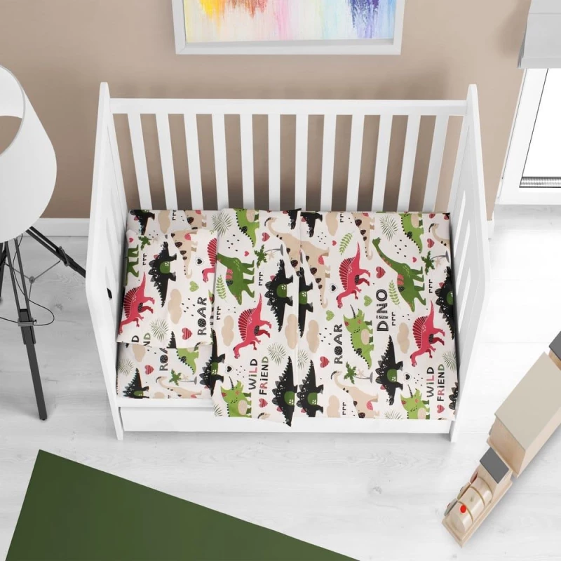 Παπλωματοθήκη Βρεφική Dinosaur 518 Multi DimCol 120x160cm 100% Βαμβάκι