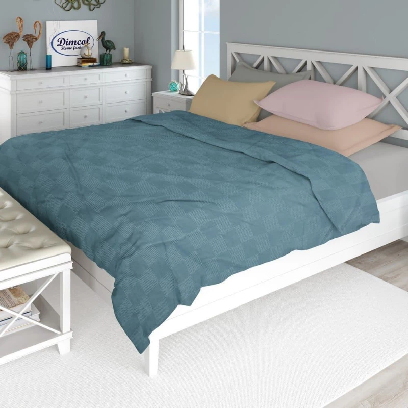 Κουβέρτα Πικέ 33122669002 Petrol DimCol Υπέρδιπλο 220x250cm 100% Βαμβάκι