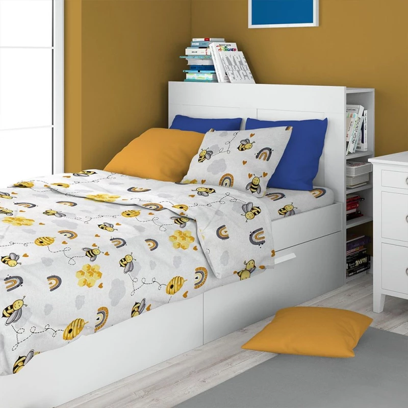 Μαξιλαροθήκη Παιδική Honey Bee 545 White-Yellow DimCol 35X45 100% Βαμβάκι
