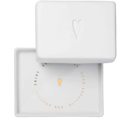 Βουτυριέρα Heart LBTRD0014037 13x6x10cm White-Gold Raeder Πορσελάνη
