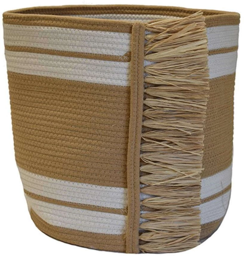 Καλάθι Με Κρόσια 00.06.67605 38x43cm Natural-White Βαμβάκι