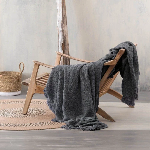 Ριχτάρι Beckett Dark Grey Ρυθμός Τριθέσιο 180x280cm Chenille