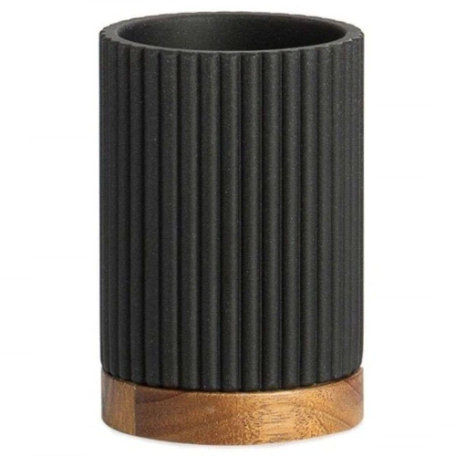 Ποτηροθήκη LBTAH-BA22113 Φ8x11cm Black-Natural Andrea House Polyresin,Ξύλο