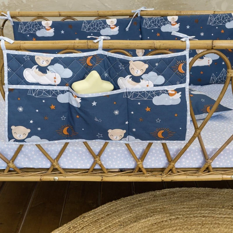 Βρεφική Θήκη Οργάνωσης Nighty Night 60x30 White-Blue Nima 100% Βαμβάκι