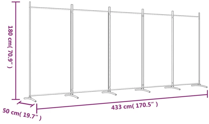 ΔΙΑΧΩΡΙΣΤΙΚΟ ΔΩΜΑΤΙΟΥ ΜΕ 5 ΠΑΝΕΛ ΑΝΘΡΑΚΙ 433X180 ΕΚ. ΑΠΟ ΎΦΑΣΜΑ 350268