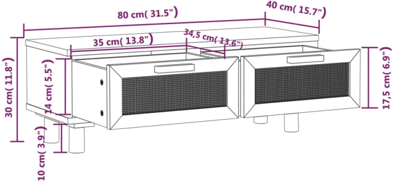 ΤΡΑΠΕΖΑΚΙ ΣΑΛΟΝΙΟΥ ΜΑΥΡΟ 80X40X30 ΕΚ. ΕΠΕΞ. ΞΥΛΟ & ΜΑΣΙΦ ΠΕΥΚΟ 345622