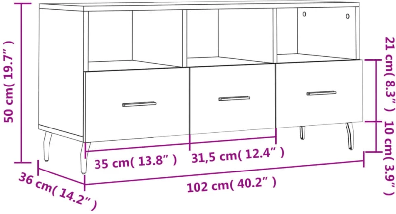 ΈΠΙΠΛΟ ΤΗΛΕΟΡΑΣΗΣ ΓΚΡΙ ΣΚΥΡΟΔΕΜΑΤΟΣ 102X36X50 ΕΚ. ΕΠΕΞ. ΞΥΛΟ 829056