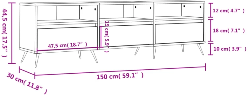 ΈΠΙΠΛΟ ΤΗΛΕΟΡΑΣΗΣ ΓΚΡΙ SONOMA 150X30X44,5 ΕΚ. ΑΠΟ ΕΠΕΞΕΡΓ. ΞΥΛΟ 831258